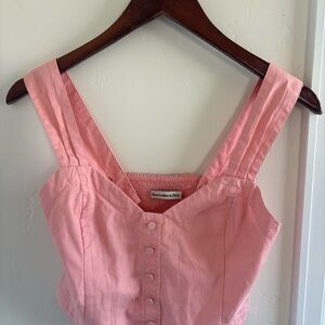 Abercrombie & Fitch Pink Button-Up Crop Top